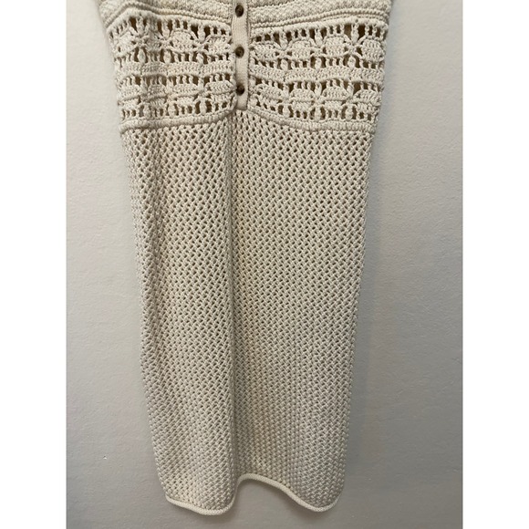 Aerie Crochet Mini Dress Button Front Sleeveless Cream Medium Festival - Picture 5 of 11